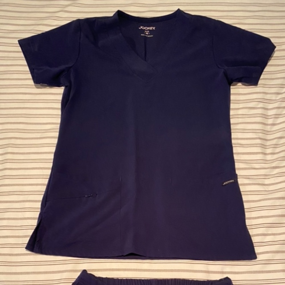 Navy Blue Jockey Scrubs XS top, XST bottom